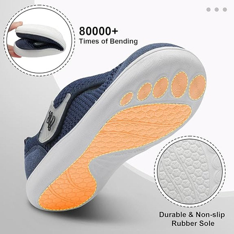 New LeIsfIt Women Size 6.5 Navy Blue Mesh Wide Toe Box Adjustable Diabetic Shoes