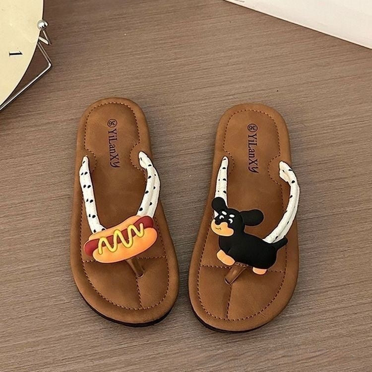 Women's Herringbone Non-Slip Beach Flip-Flops - Soft Sole Summer Slippers