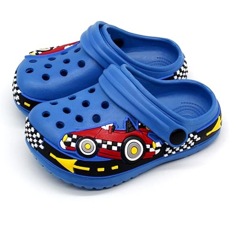 FolHaoth Toddler Boys Size 8.5 Blue Race Car Driver Slide On Clog Sandals