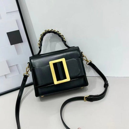 Women's Patent Leather Crossbody Bag - Sleek Compact Shoulder Bag with Adjustable Strap