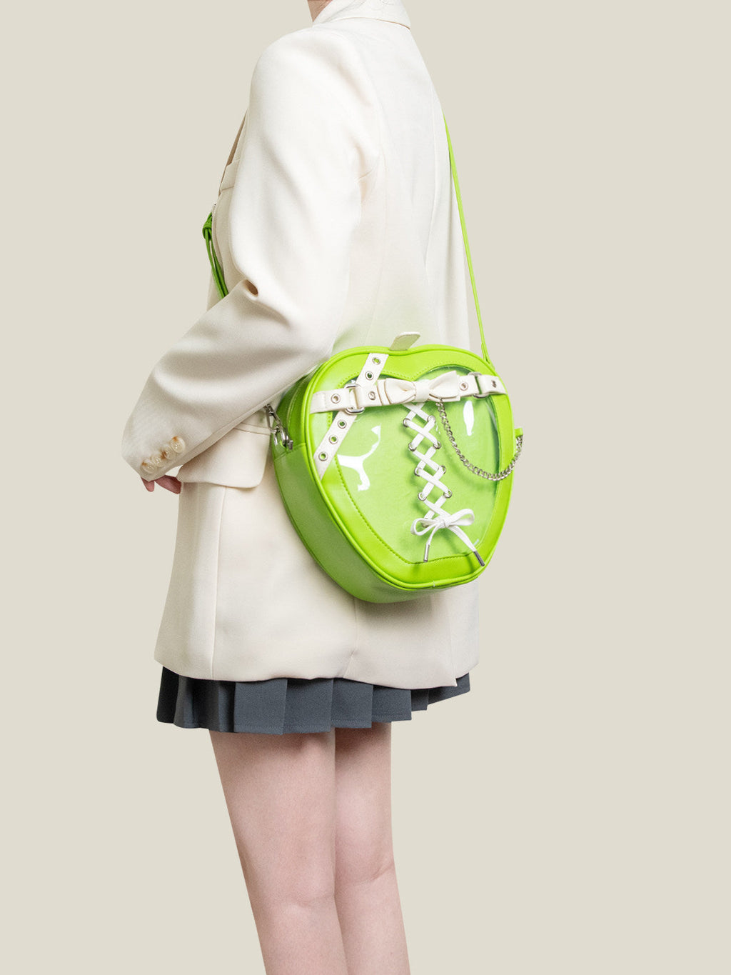 Gothic Bow Backpack with Chain Strap – PU Leather Dark Style Women's Bag