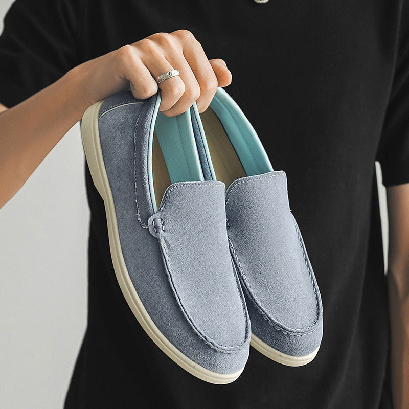 Men's Casual Slip-On Loafers - Premium Leather Patchwork Shoes in Extended Sizes