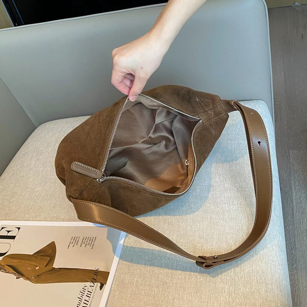 Women's Genuine Leather Crossbody Shoulder Bag - Elegant Dumpling Shape Handbag with Adjustable Strap