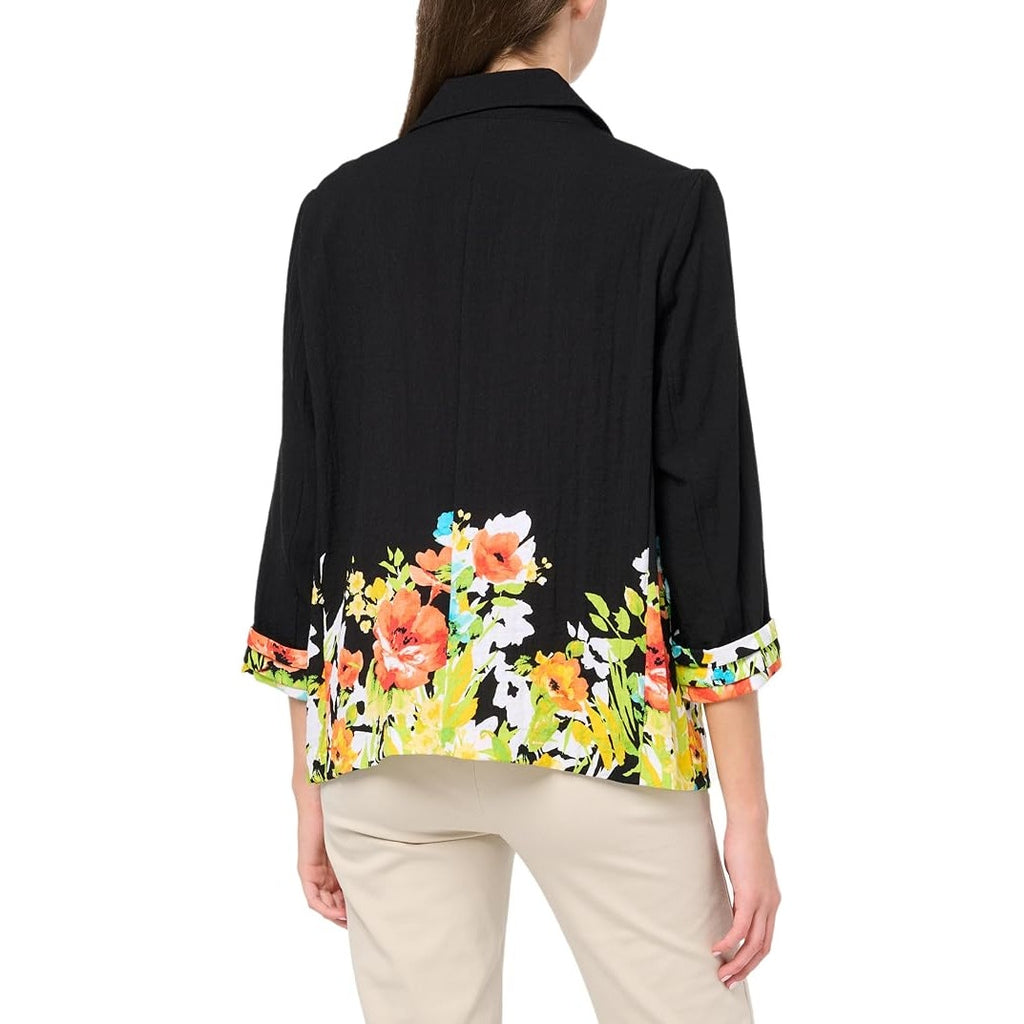 NWT New Multiples Womens Medium Floral 3/4 Sleeve Floral Blazer w Faux Pockets