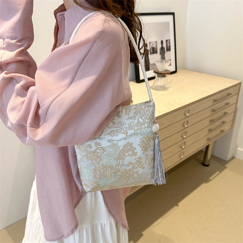 Chinese-Style Vintage Hanfu Bucket Handbag