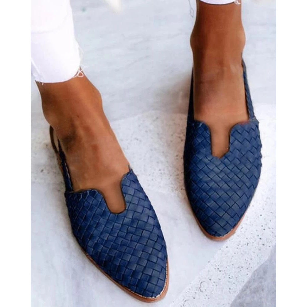 Women's Plus Size Pointed Toe Slip-On Sandals | Knit Upper Low Heel