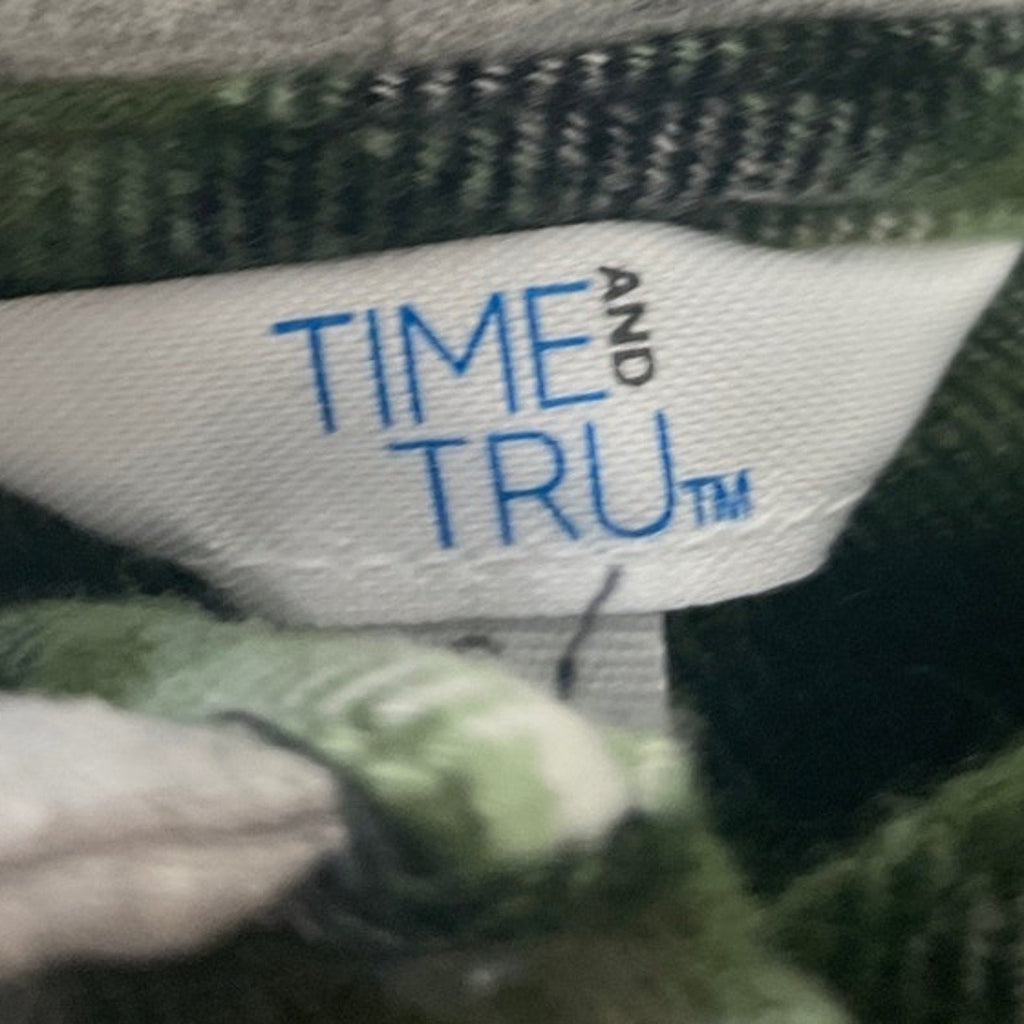 New Time and Tru Womens Medium Long Sleeve Plaid Flannel Cotton Blend Hoodie