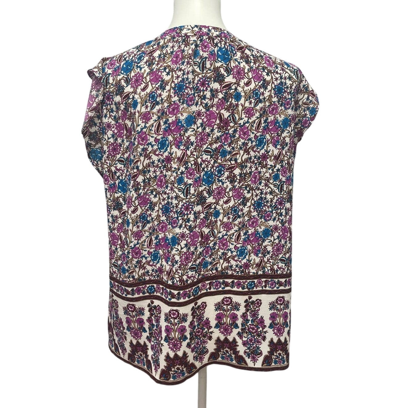 Dalia Womens XL Sleeveless V-Neck Floral Polyester Blend Vines Tank Top Blouse