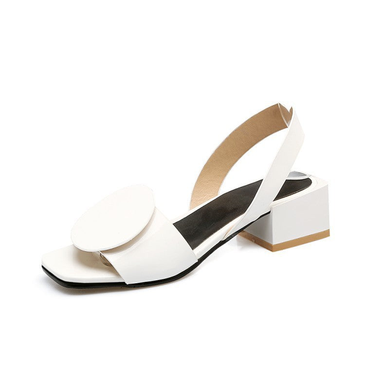 Women's Decorative Platform Sandals Round Toe Slip-On Chunky Heel Shoes