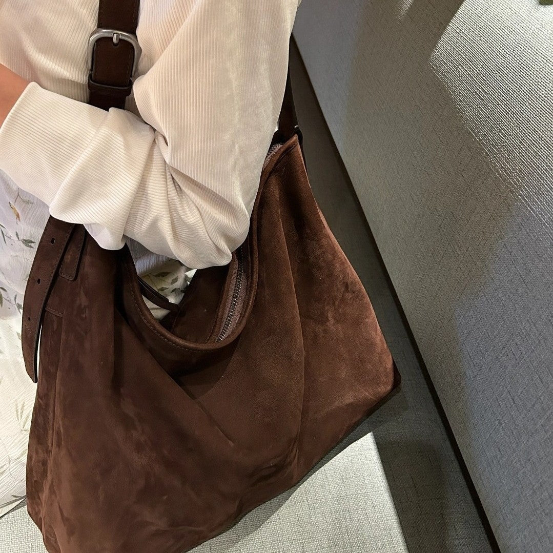 Women's Genuine Leather Single-Shoulder Bag – Matte Full-Grain Cowhide Crossbody Handbag