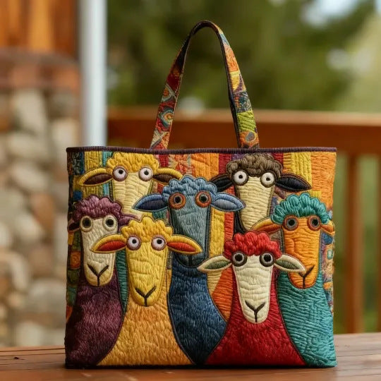 Women's Trendy Printed Tote & Shoulder Bag - Canvas Lined Oxford Cloth