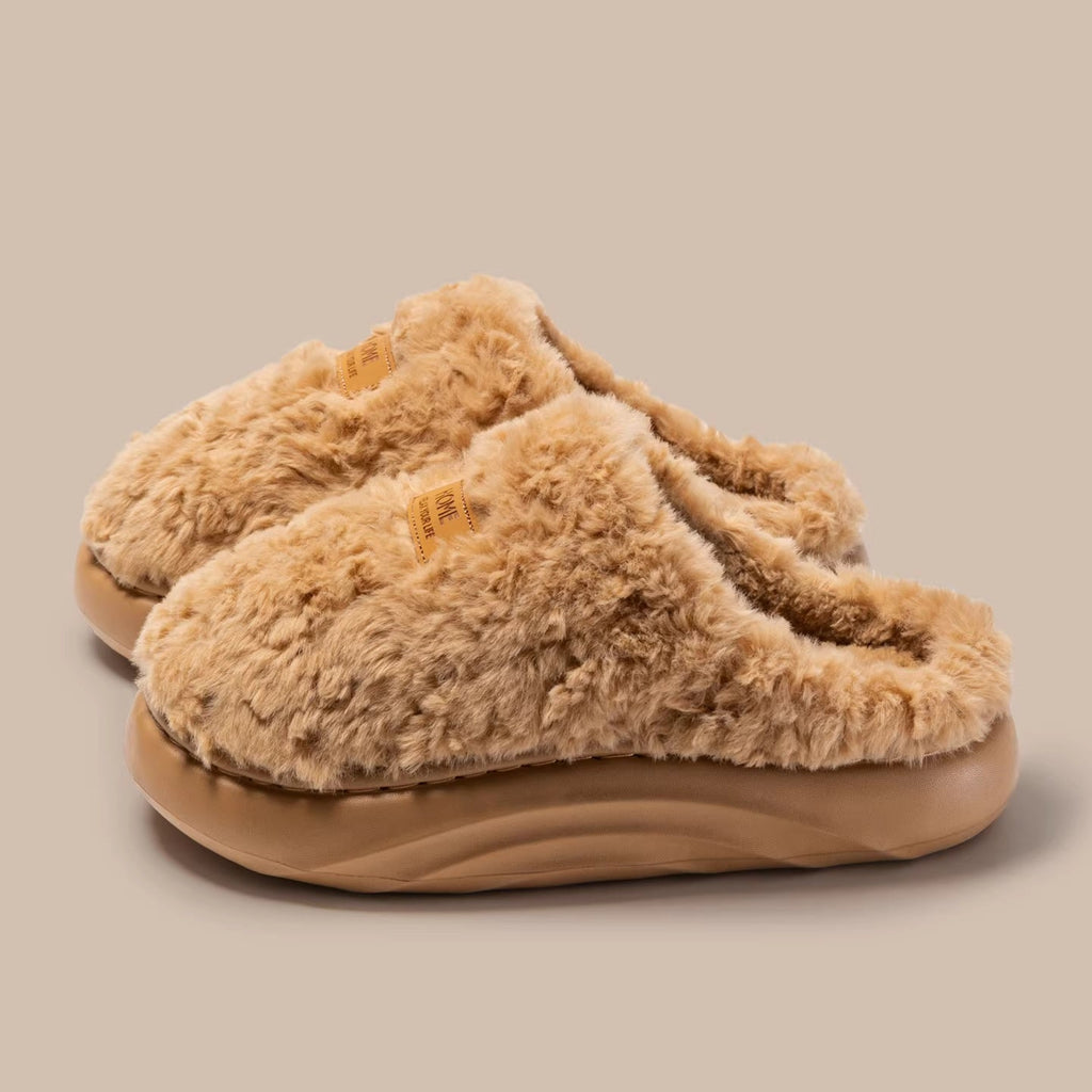 Women's Plush Thick Soled Cotton Slippers | Warm Non-Slip Indoor Home Shoes