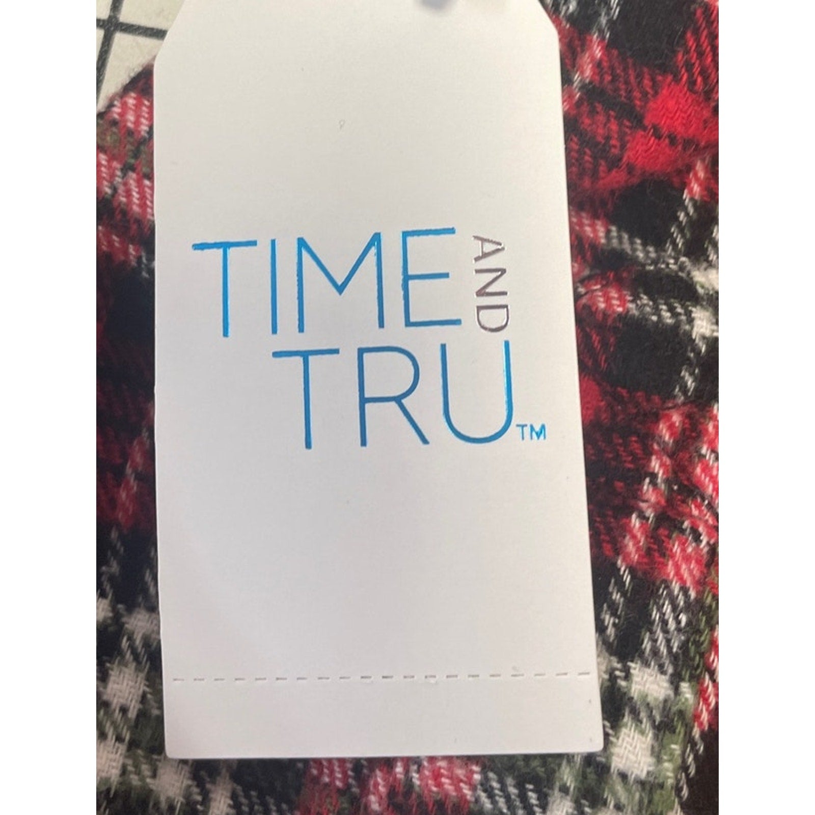 New Time and Tru Womens Medium Long Sleeve Plaid Flannel Cotton Blend Hoodie