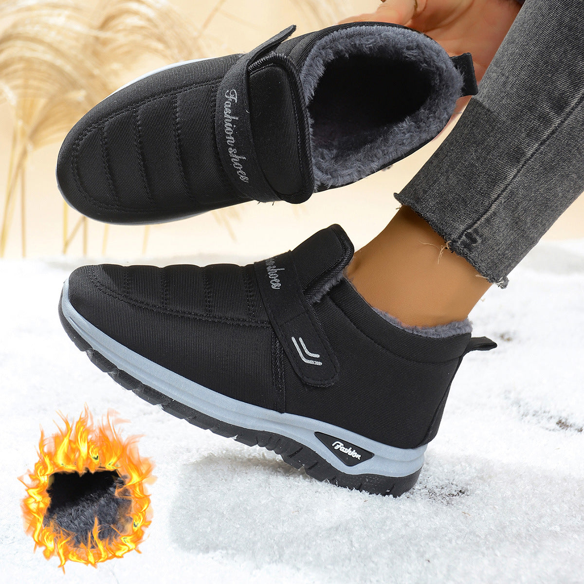 Women's Fleece-Lined Insulated Snow Boots – Slip-On Winter Boots