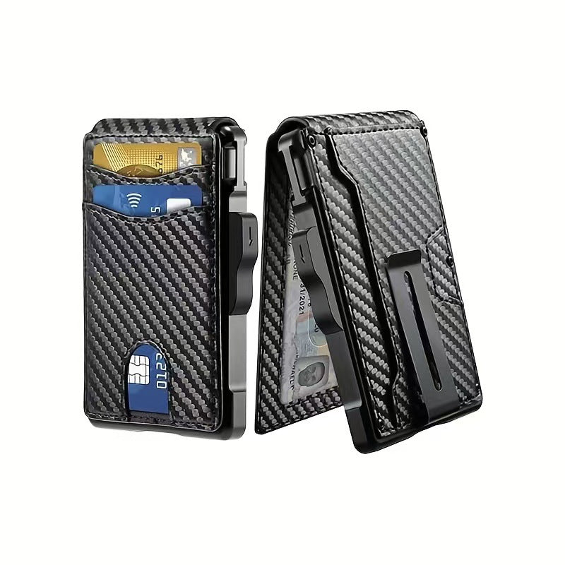 Men's Genuine Leather Card Holder with Metal Details - Slim Wallet
