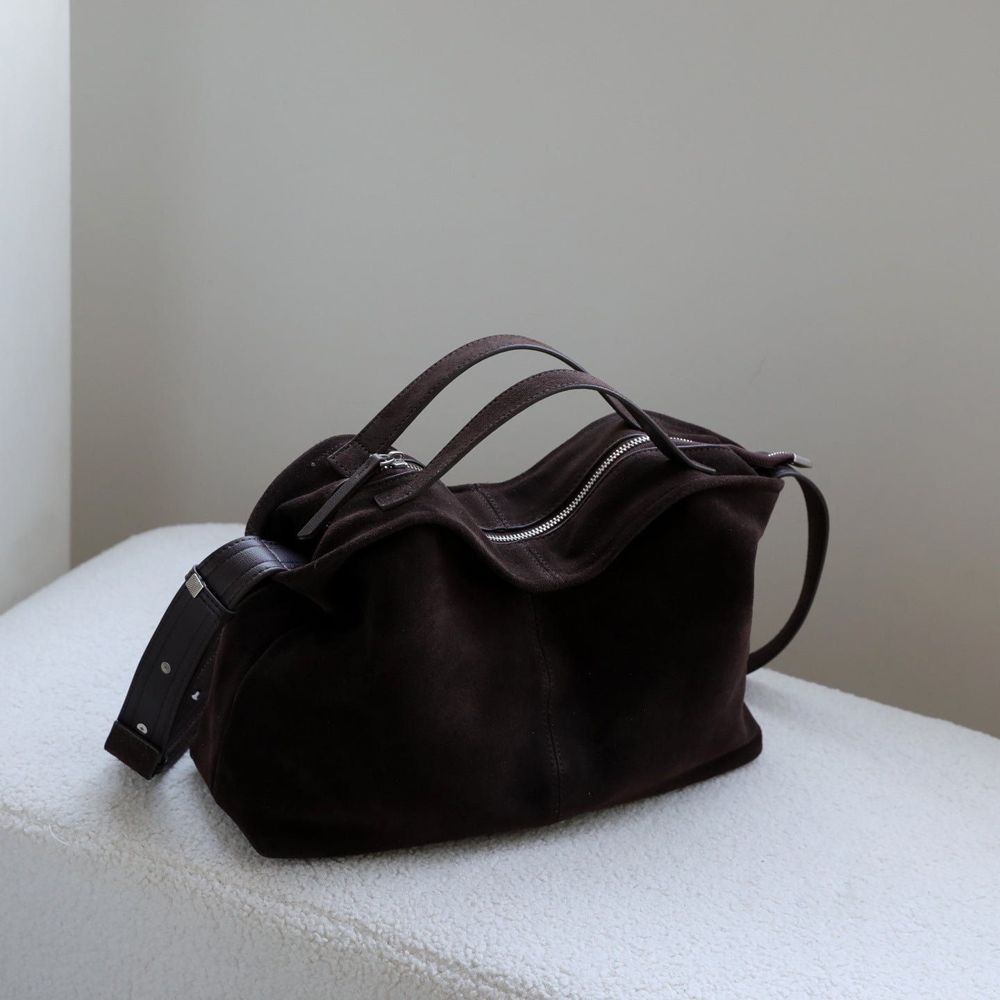Women's Genuine Leather Matte Commuter Tote Crossbody Bag – Minimalist Square Shoulder Bag