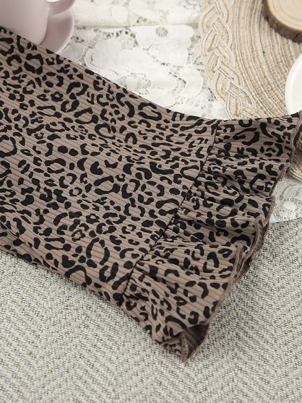 Leopard Cami Cardigan and Shorts 3-Piece Set