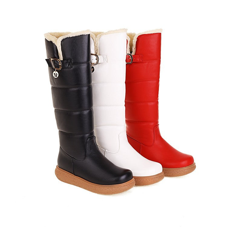 Women's Fleece-Lined High Boots - Warm Winter Boots with Side Zipper