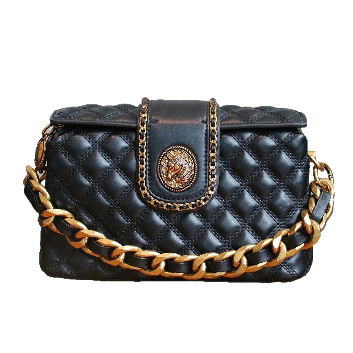 Diamond-Quilted Chain Crossbody Bag - Premium PU Leather Shoulder Bag with Chain Strap | Sarah Express