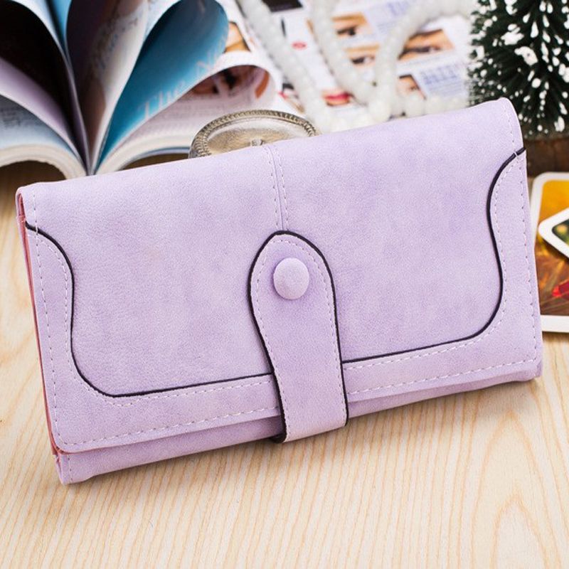 Premium Matte Long Wallet for Women - Large Capacity PU Leather Flap Closure