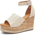 R Gallica WomensSize 7 Tan 4" Platform Wedge Open Toe Espadrille Sandal Shoes