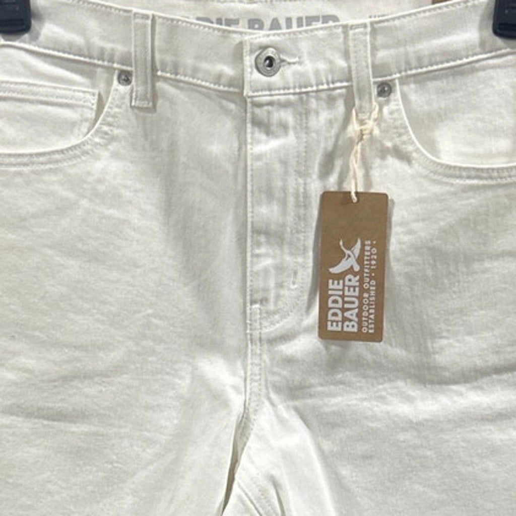 New Eddie Bauer Women Size 18 White Stretch Cotton High Rise Cutoff Denim Shorts