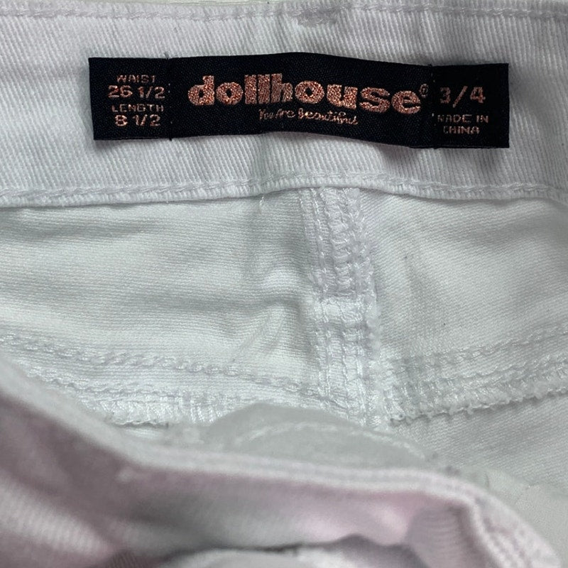 Dollhouse Juniors Size 3/4 White Cotton Blend Jorts Denim Jean Shorts w Flaw