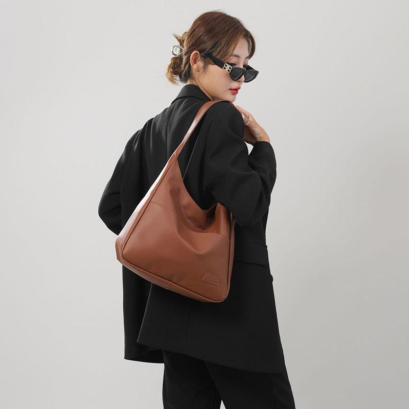 Women's Retro Tote Bag - Large Capacity PU Leather Shoulder Bag with Phone Pocket