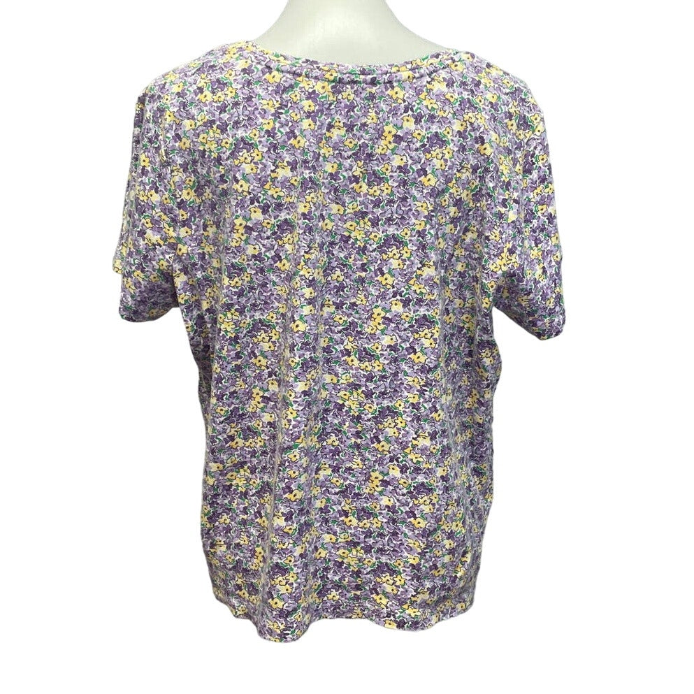 Laura Scott  Womens 16/18W Short Sleeve Floral Cotton Blend Short Sleeve Tee