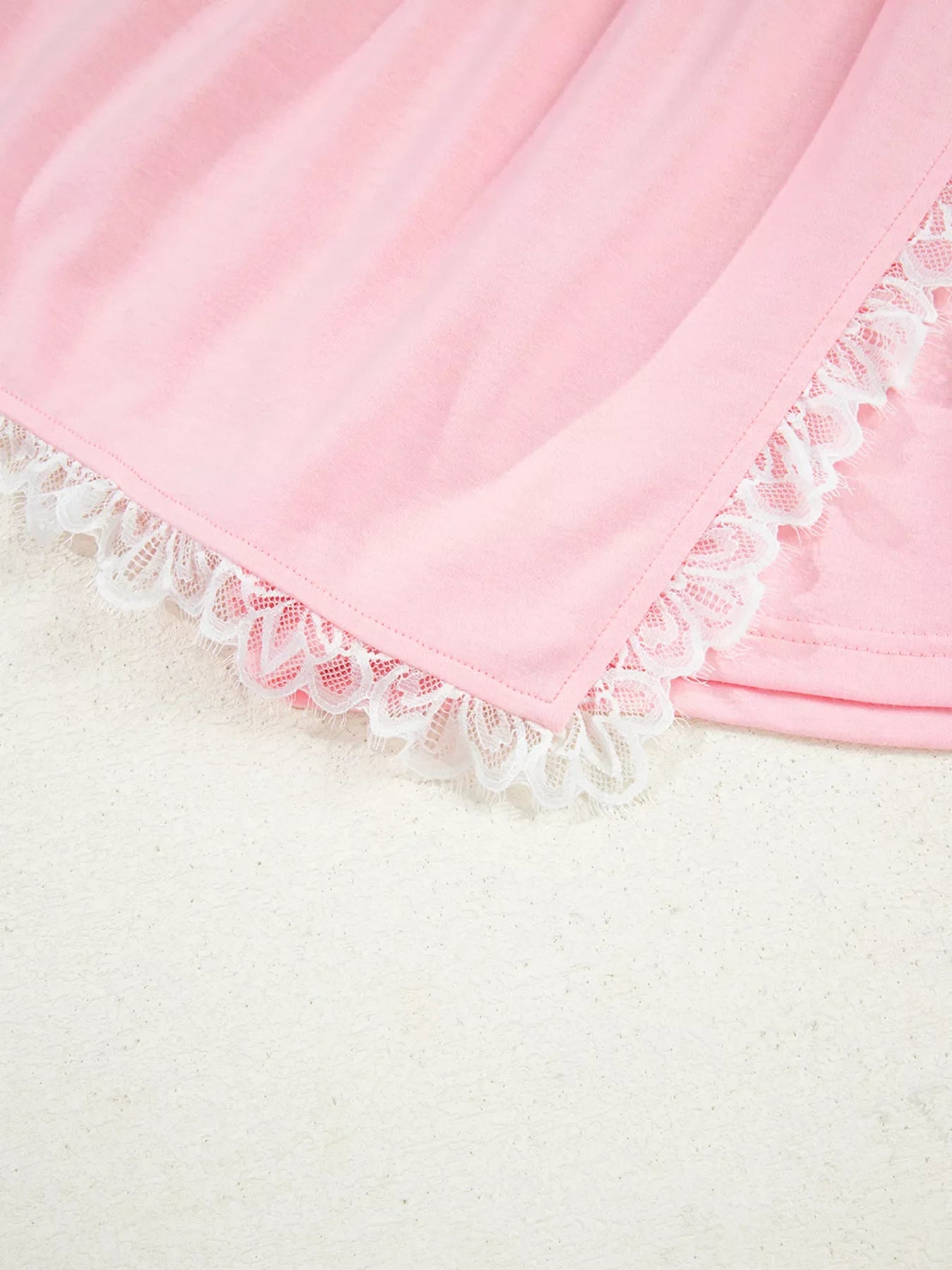 Peter Pan Lace Embellished Neck Sweatshirt and Skirt Two Piece Set