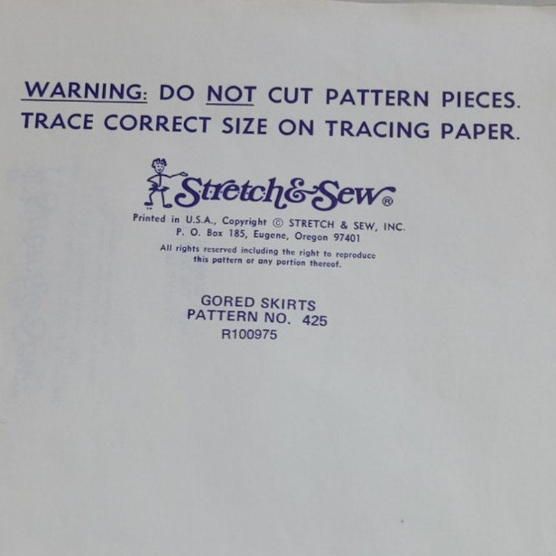 Vintage 1967 Stretch & Sew 425 Ladies Gored Skirts Uncut Sewing Pattern