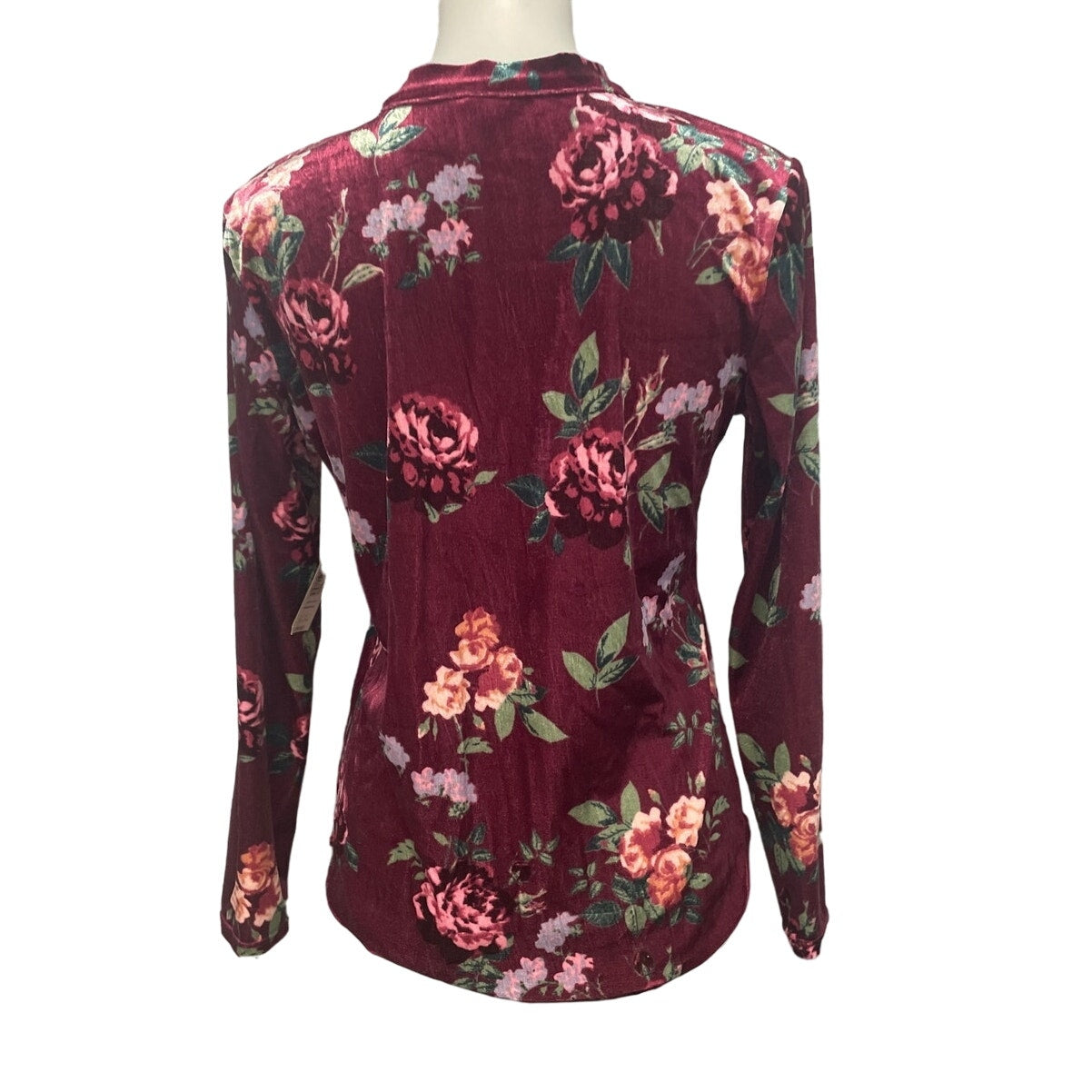 New No Boundaries Juniors Large 11/13 Long Sleeve Velour Soft Floral Blouse