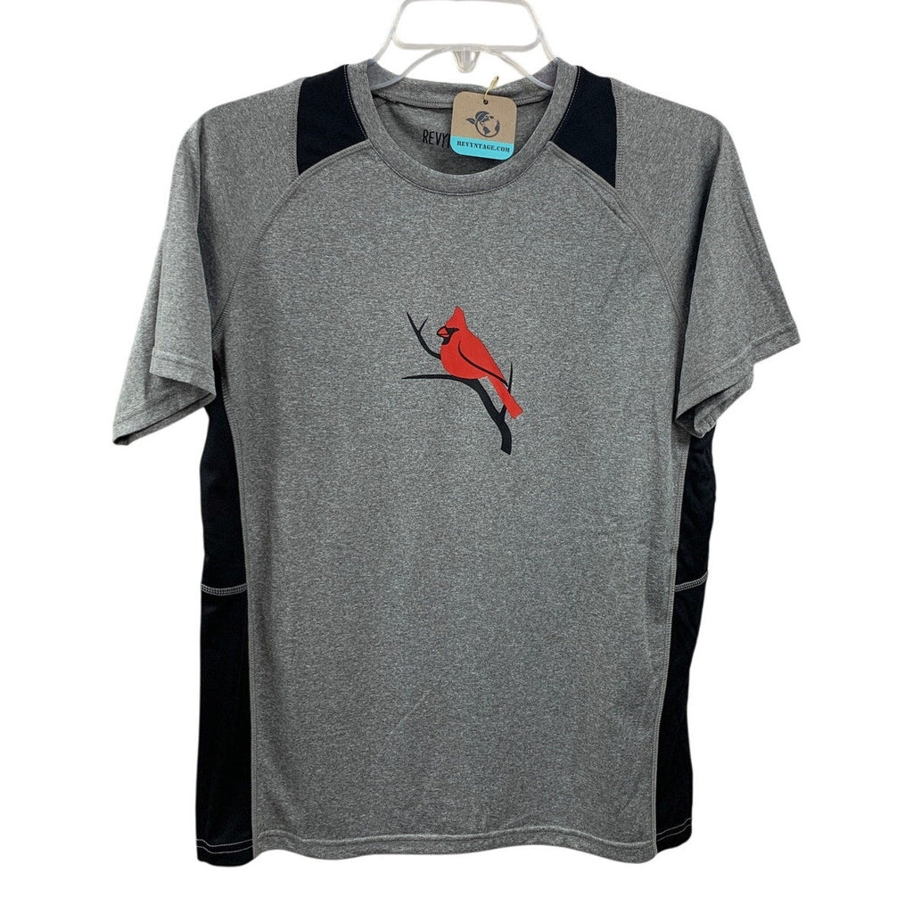 New Hand Printed Youth Boys Small Red Cardinal Bird Short Sleeve Sport Tee Shirt
