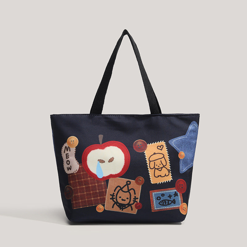 High-Capacity Printed Canvas Tote Bag