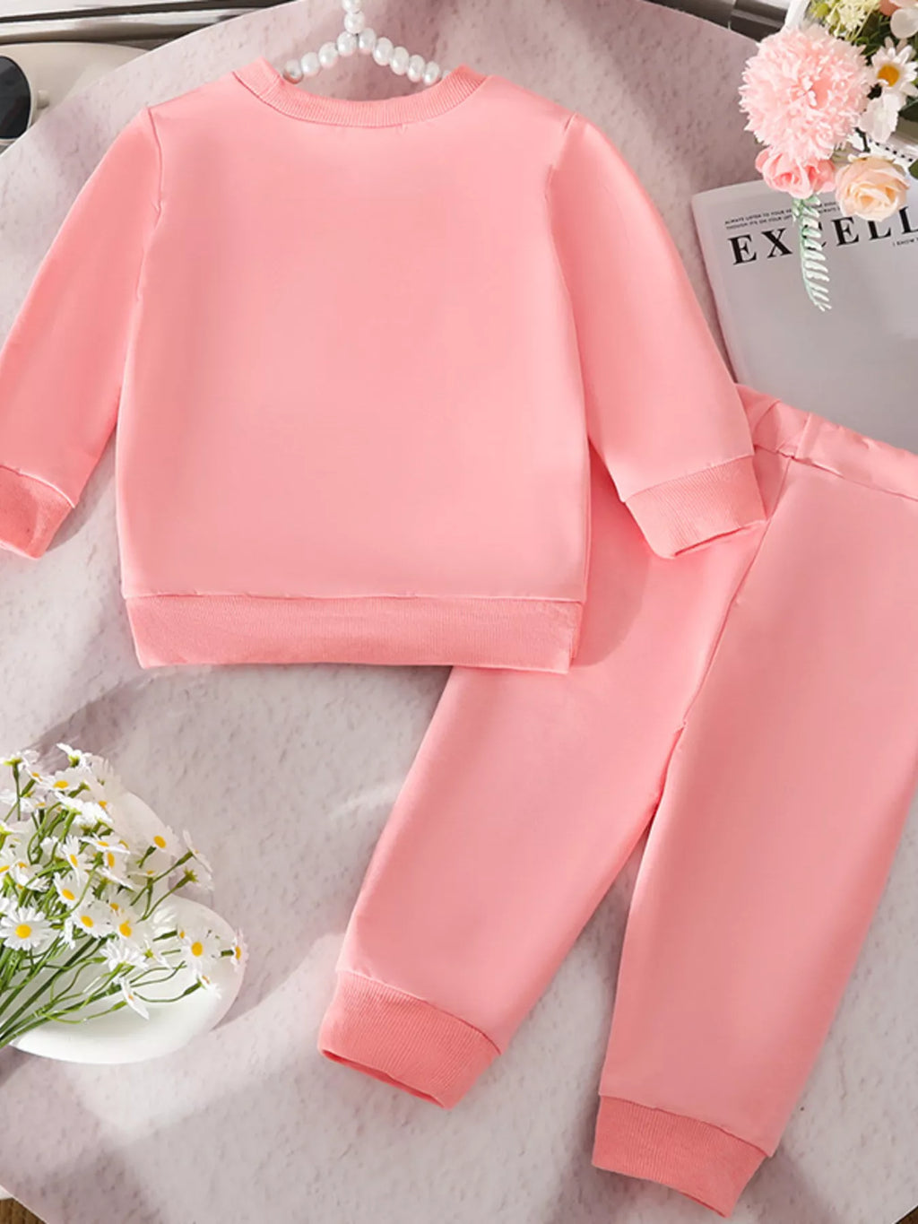 Children's Heart Round Neck Top and Pants Set