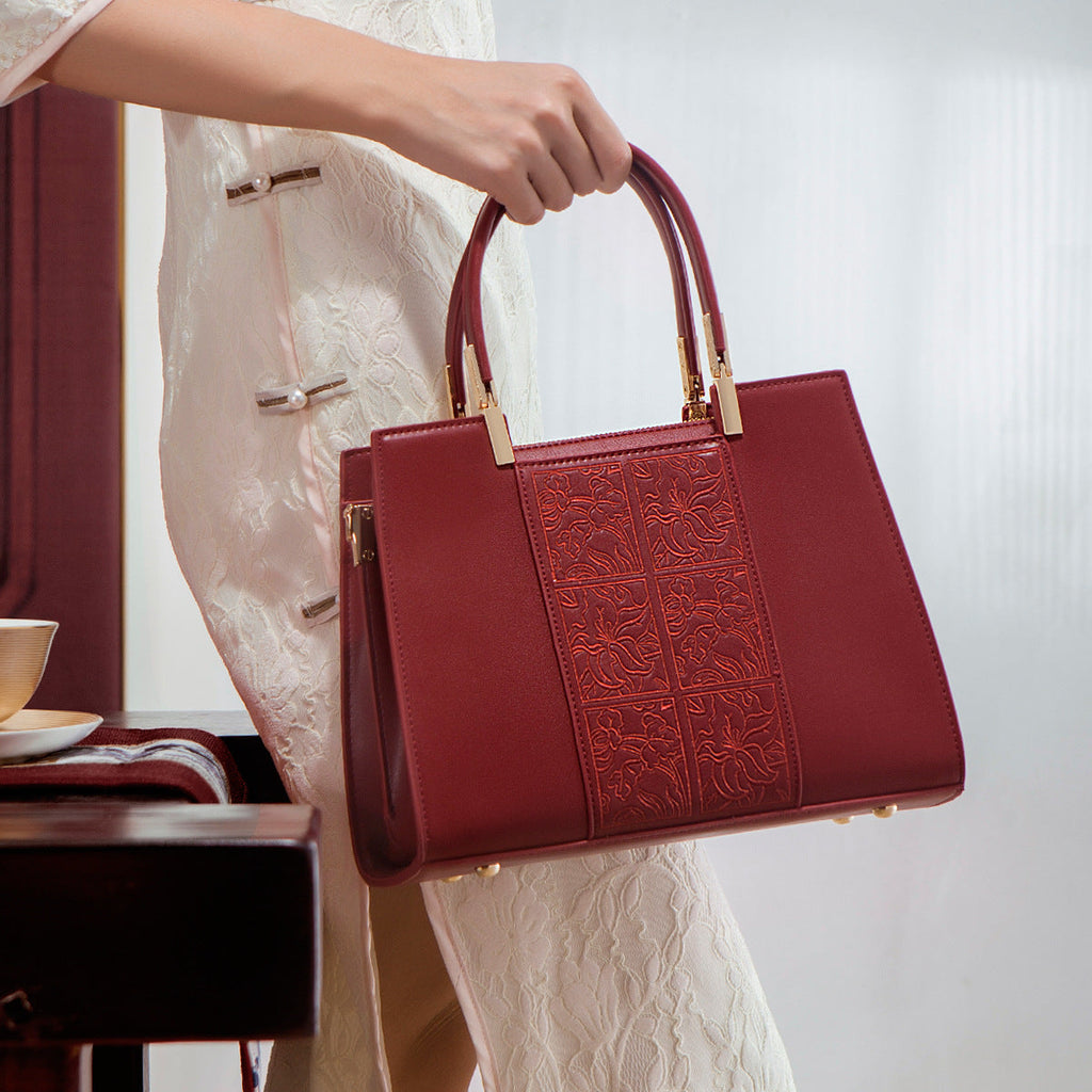 Embroidered Red Handbag – Traditional Chinese Art Style Women's Shoulder Bag