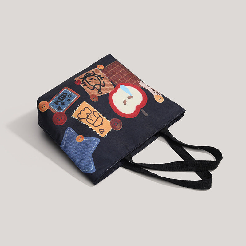 High-Capacity Printed Canvas Tote Bag