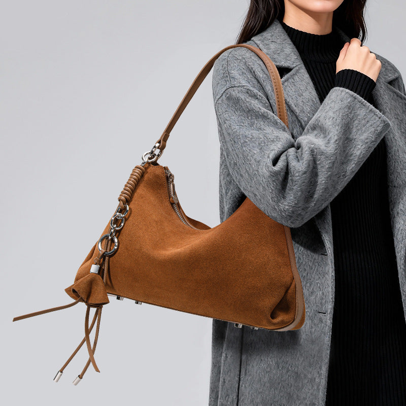 Women's Retro Crossbody Shoulder Bag – Soft Cowhide Leather Underarm Bag for Commuting | Sarah Express