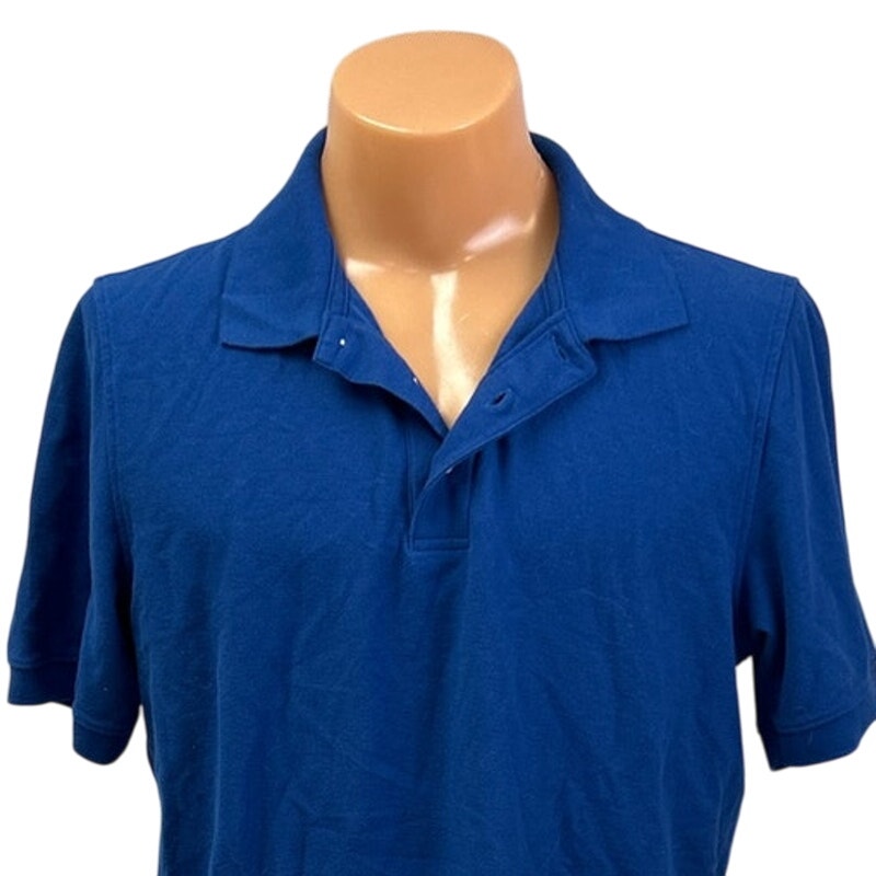 Craft & Barrow Mens Large Blue PolyCotton Short Sleeve Collared Polo Shirt