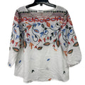 Kindred Womens Medium 100% Polyester Boho Half Sleeve Embroidered Floral Top