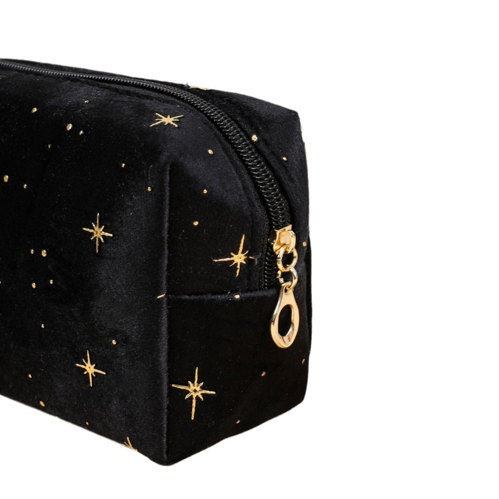 Velvet Cosmetic Bag - Portable Makeup Storage Organizer with Zipper