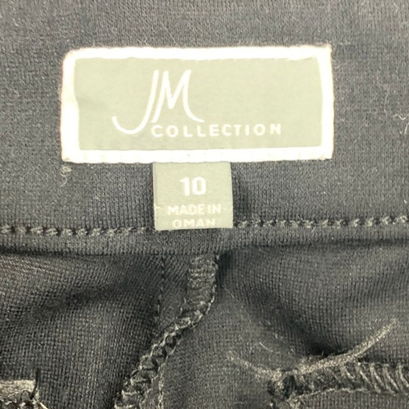 JM Collection Womens Size 10 Black Flat Front Stretchy Rayon Pants Faux Pockets