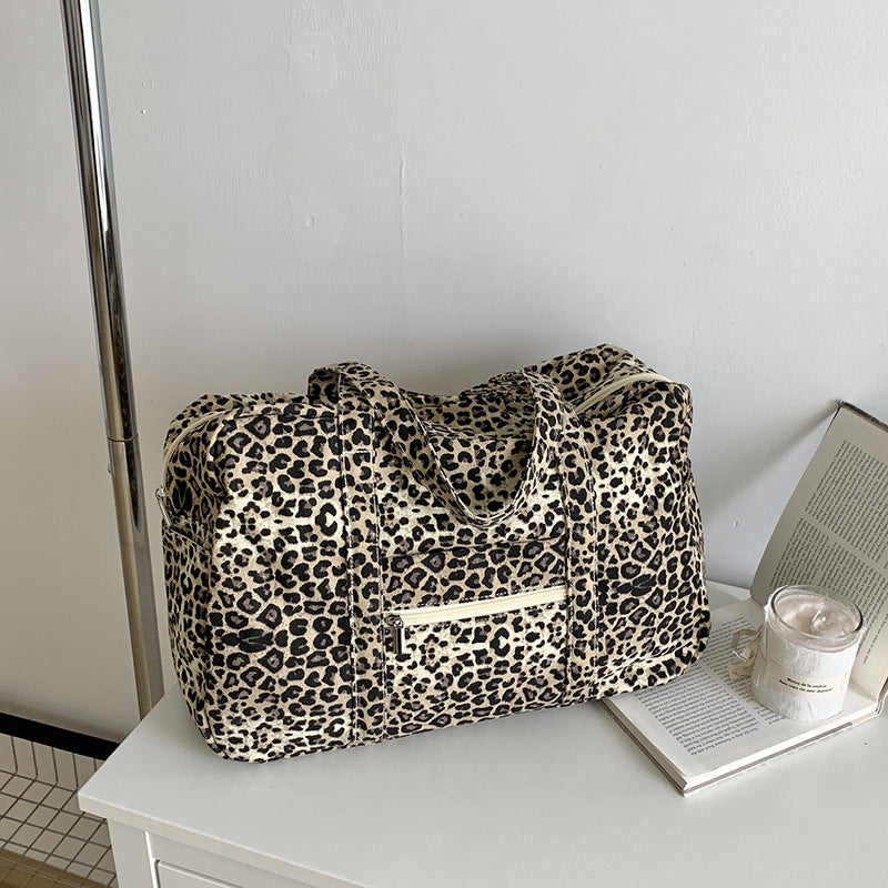 Leopard Print Canvas Women's Shoulder Bag – Streetwear Everyday Tote