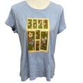 Hand Printed Upcycled XL Vintage Book Page Flower Butterfly Bee Tee Shirt