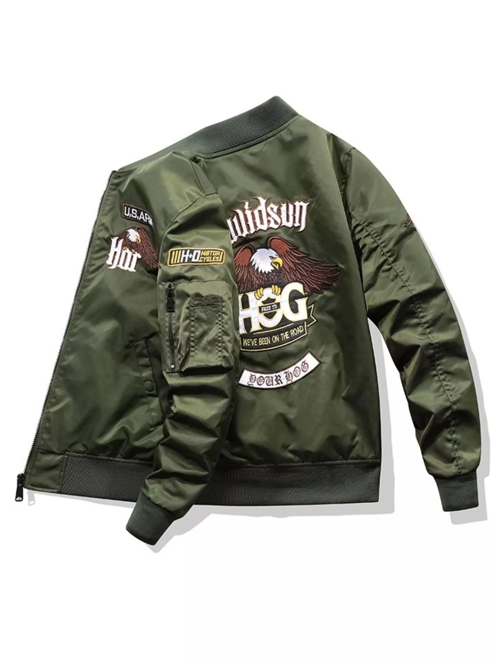 Embroidered Plus Size Bomber Jacket