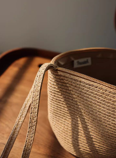 Women's Straw Woven Cosmetic Bag – Portable Summer Solid-Color Storage Pouch