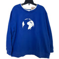 Upcycled Hand Printed Womens 2X Save The Earth World Long Sleeve Crew Sweatshirt