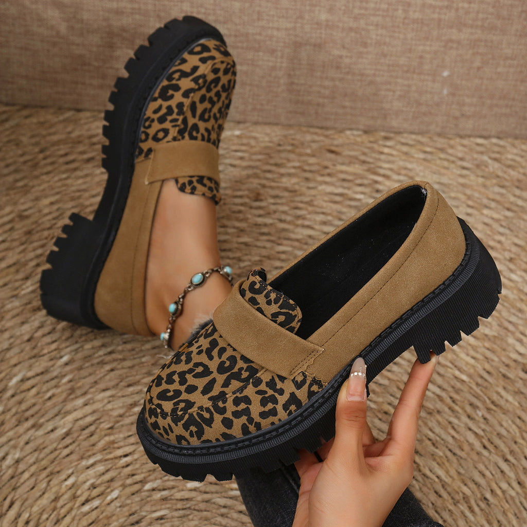 Women's Leopard Print Loafers - Plus Size Slip-On Comfort Shoes