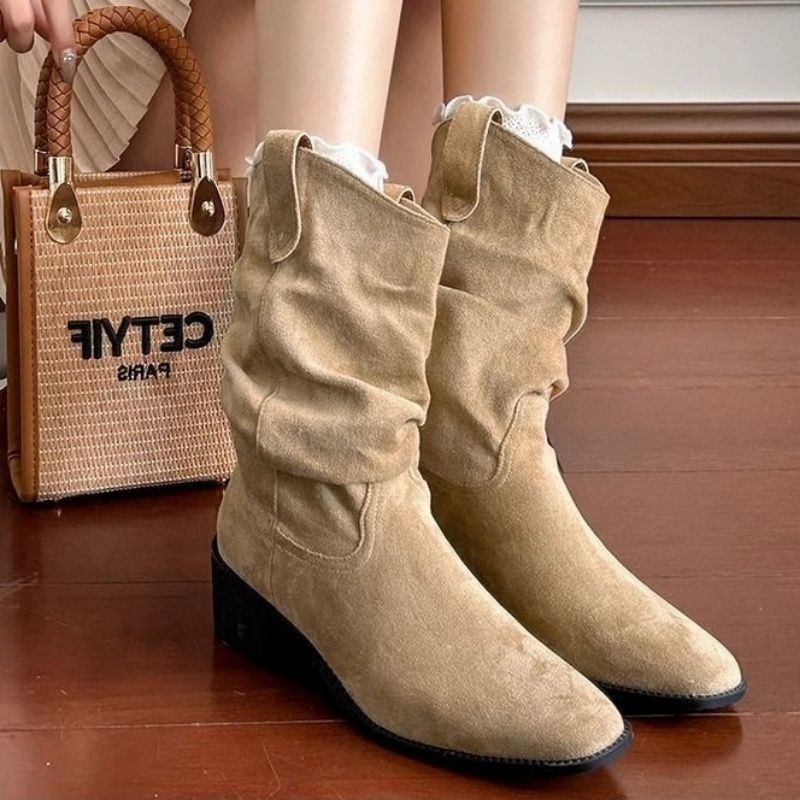 Women's British-Style Chunky-Heel Ankle Boots - Waterproof Casual Flat Boots