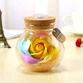 Lucky Star Glass Bottle Soap Flower Night Light with Optional Remote